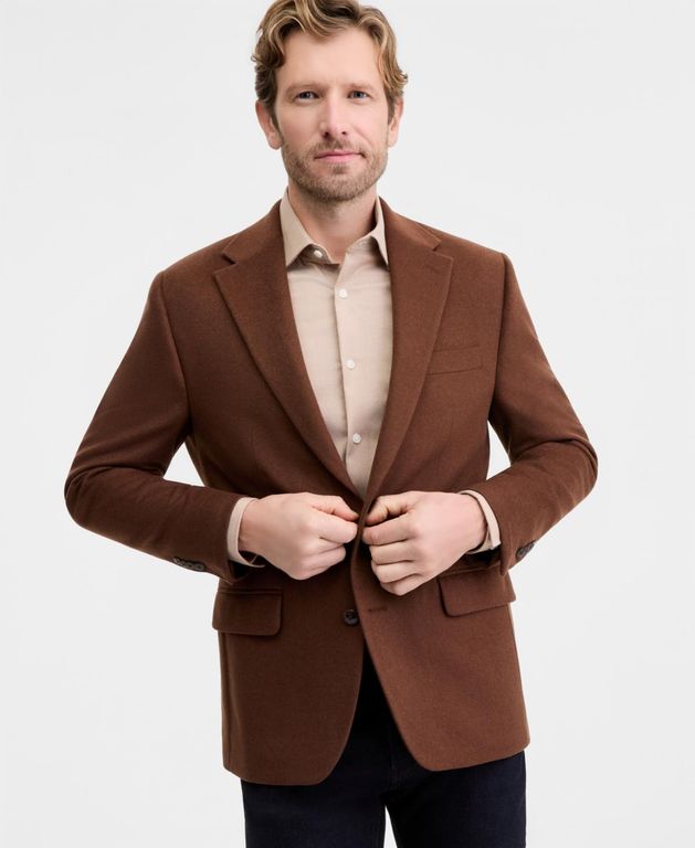 Classic-fit Wool Blend Luxury Sport Coat - Brown - Michael Kors Coats