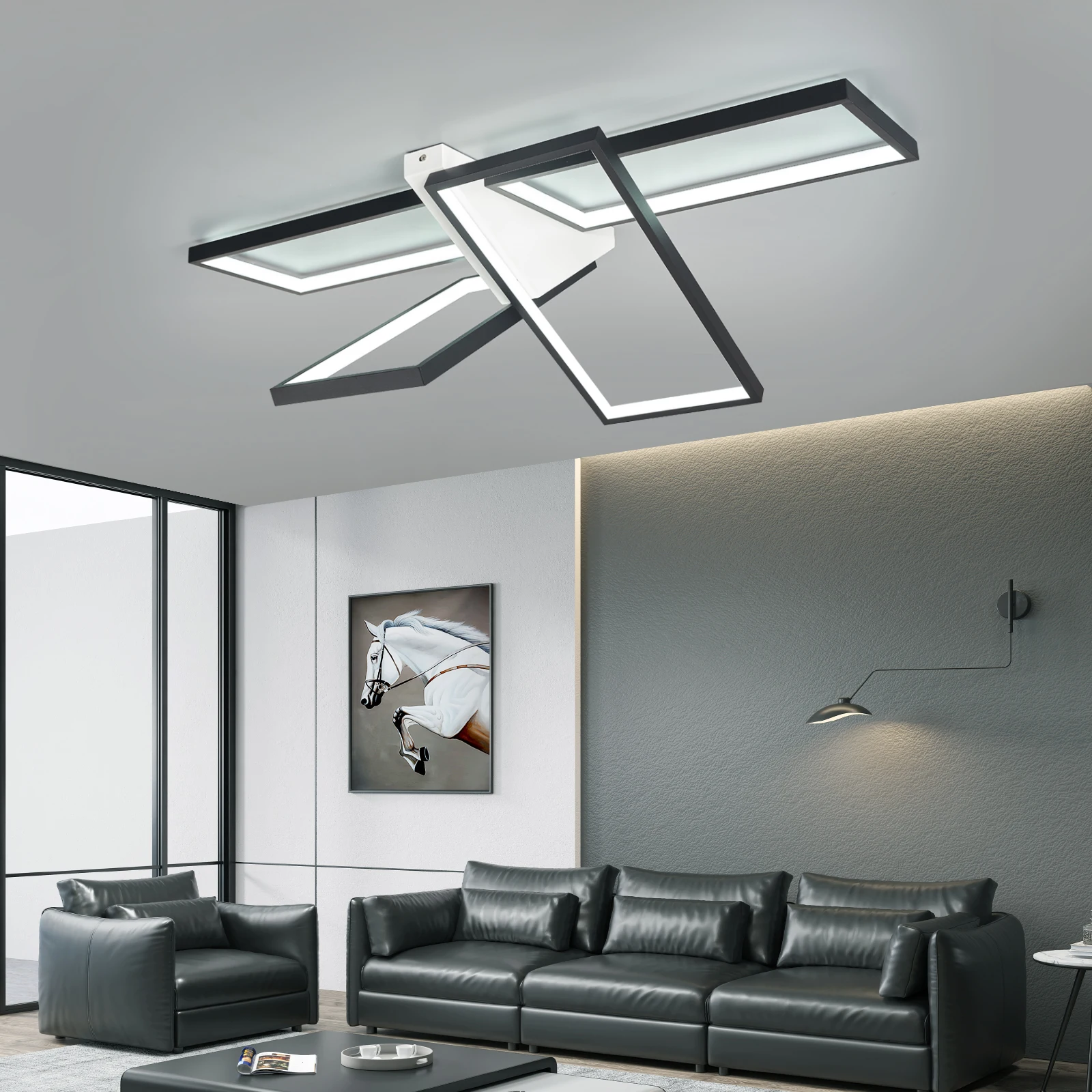 NEO Gleam Moderne LED-Kronleuchterbeleuchtung für Wohnzimmer, Schlafzimmer, Esszimmer, Küche, Kronleuchter, Gold oder Schwarz, fertig 110–240 V