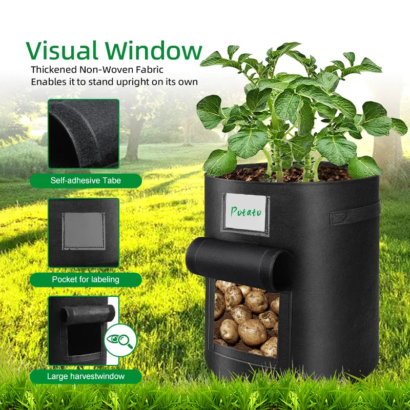 7/10 Gallonen Gemüseanbau Taschen Garten Topf DIY Pflanze Wachsen Taschen Atmungsaktive Neue Vlies Für Kartoffel Tomaten Karotte zwiebel Image