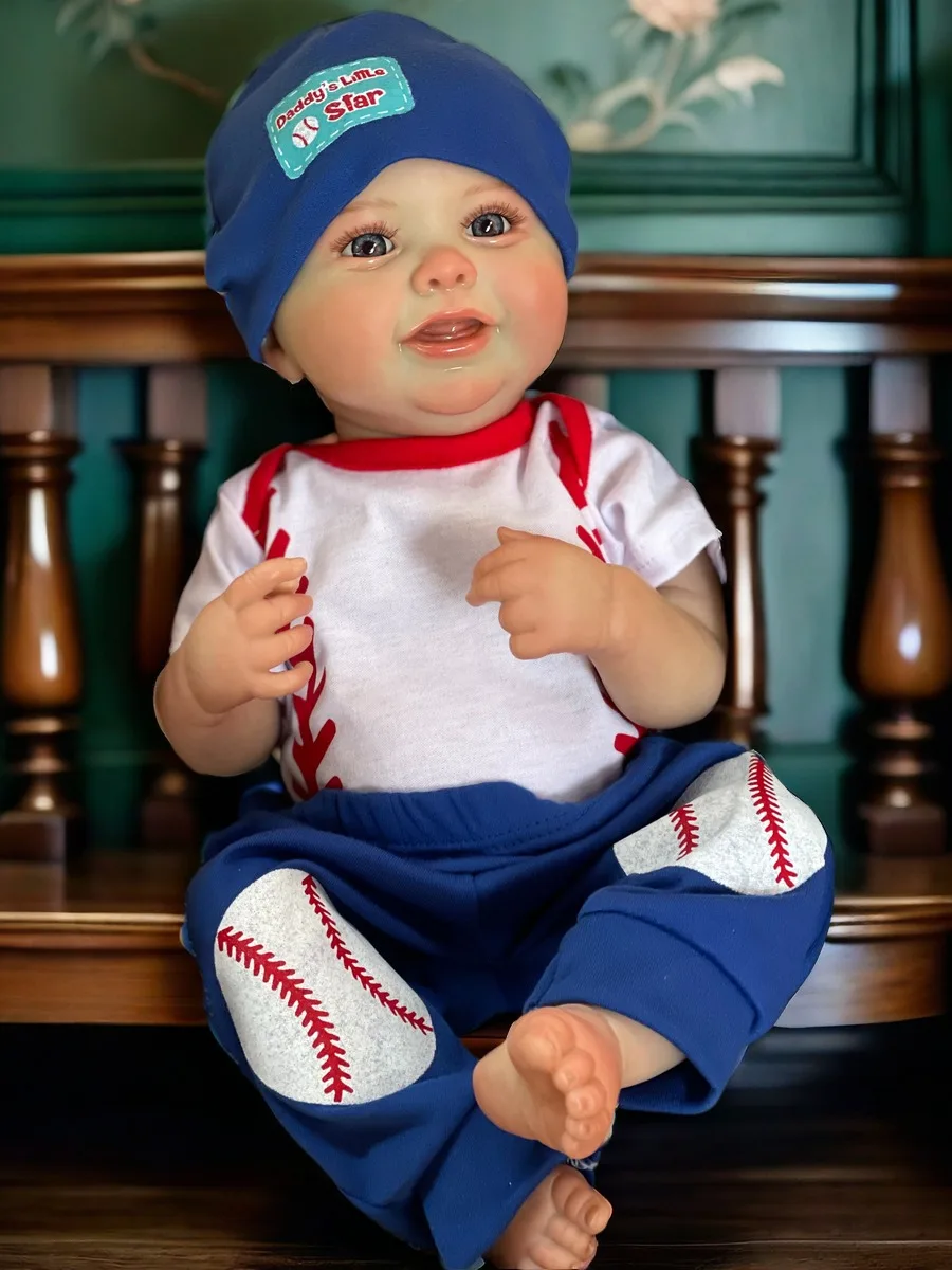 18-20 Zoll kahler Junge bebe wieder geborene Puppe handgemachte 3d gemalte Haut bebe neugeborene Puppe für Kinder Geburtstags geschenke
