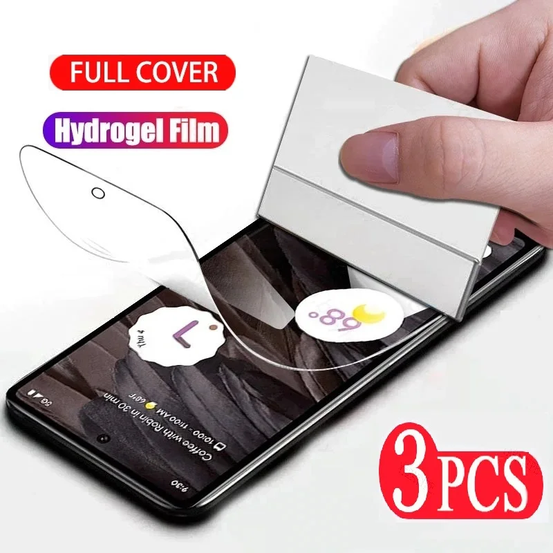 3Pcs Volle Abdeckung Hydrogel Film Für Google Pixel 8 7 6 Pro 7A 6A Screen Protector Schutzhülle Weiche Filme nicht Glas Image