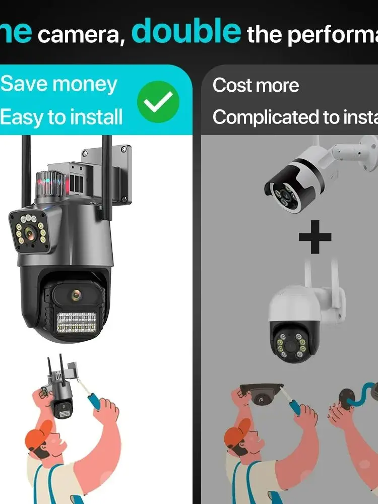 Dual Lens IP Kamera 8MP 4K HD Dual Screen WIFI Kamera Flutlicht Alarm Auto Tracking Sicherheit Kamera P2P CCTV Video Überwachung Image