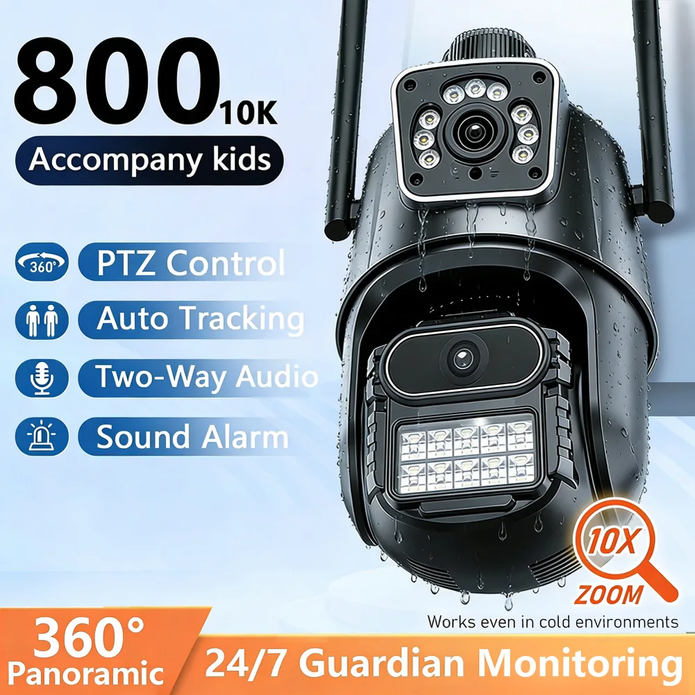 Dual Screens Dual Lens 6MP PTZ Kamera Outdoor 4K HD WiFi Sicherheit IP Kamera Auto Tracking Drahtlose CCTV Überwachungs Kamera Image