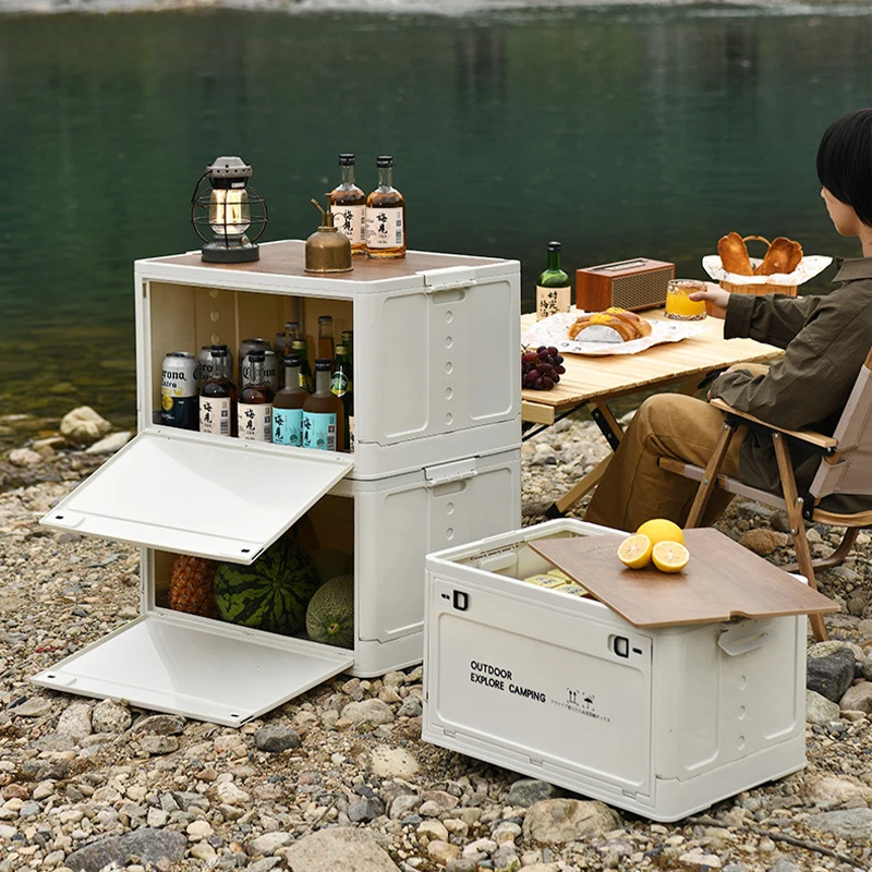 Camping-Aufbewahrungsbox, Kofferraum-Organizer, Camping-Picknick-Campingbox, faltbare Aufbewahrungsbox für den Außenbereich im Auto und Schneidebrett Image