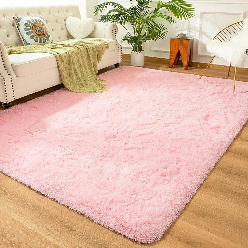 Rosa Teppich für Wohnzimmer, Batik-Teppich, weiche und flauschige Raummatten, großes Wohnzimmer, Kinderzimmer, Spielkissen Image