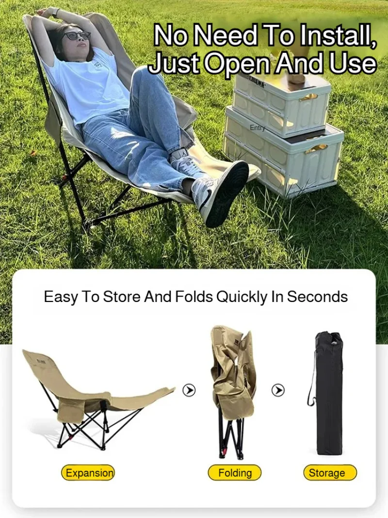 Tragbarer Camping-Liegestuhl für den Außenbereich, faltbare Beinstütze, Nickerchen, Strandkorb, Camping-Büro-Klappstuhl