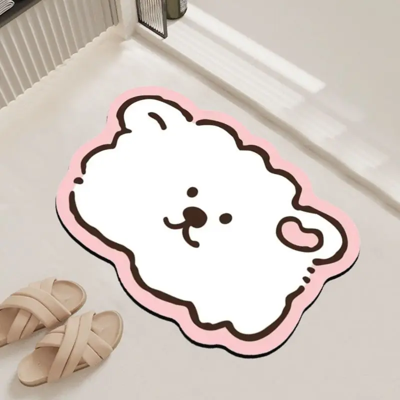 Diatom mud style floor mat cute puppy floor mat entry door bathroom bathroom floor mat water absorption quick drying non-slip Image