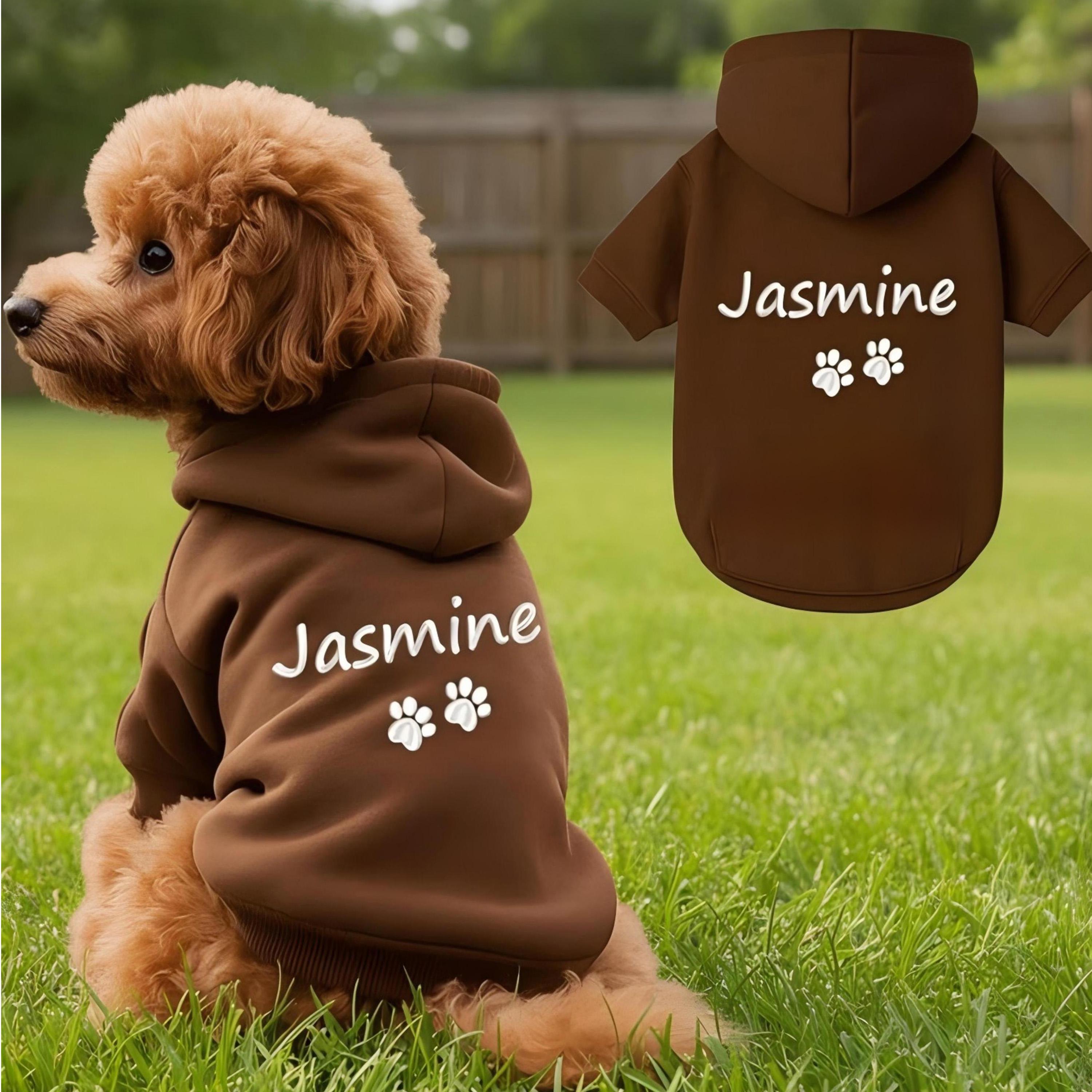 Felpa con cappuccio personalizzata per cani con nome ricamato, felpa personalizzata per cani e gatti, felpa con cappuccio in pile per cuccioli, abbigl
