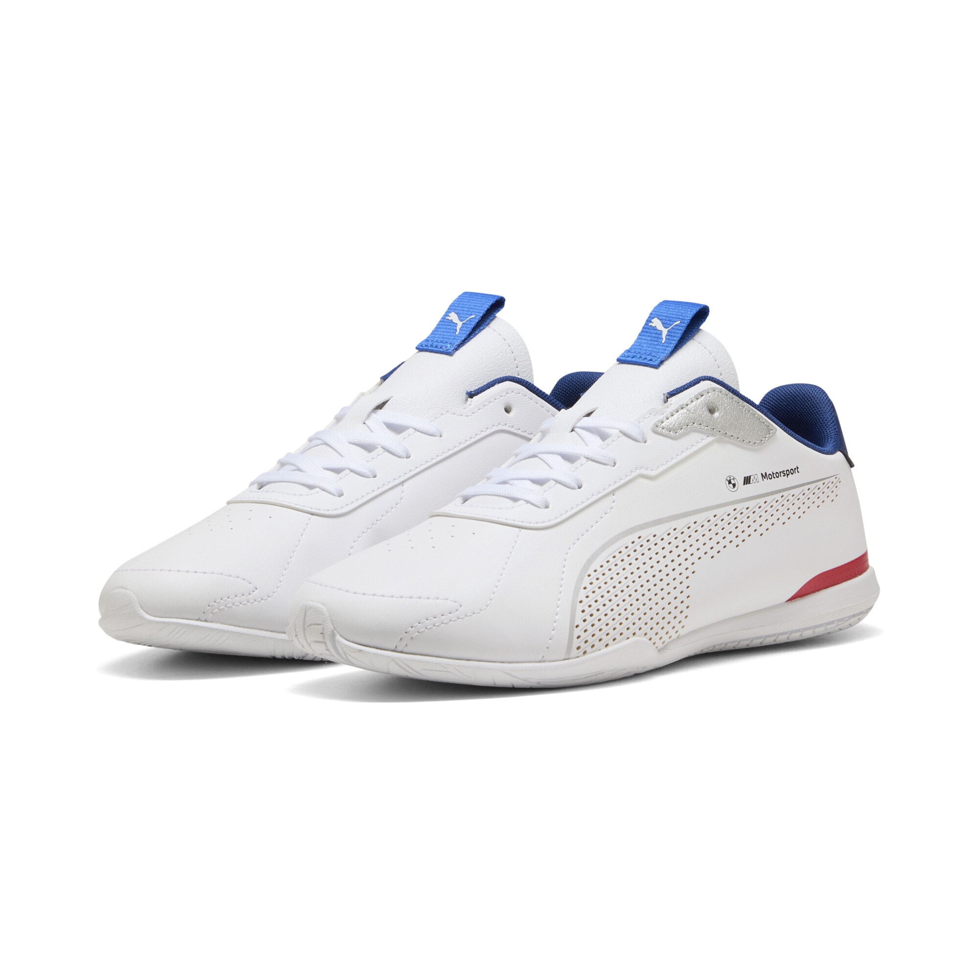 Sneaker PUMA "BMW M Motorsport Neo Cat 3.0 Sneakers Erwachsene", Damen, Gr. 42.5, weiß silber metallic, Obermaterial: Synthetik, Textil; Futter: Textil; Innensohle: Textil; Laufsohle: Gummi, Schuhe Sneaker