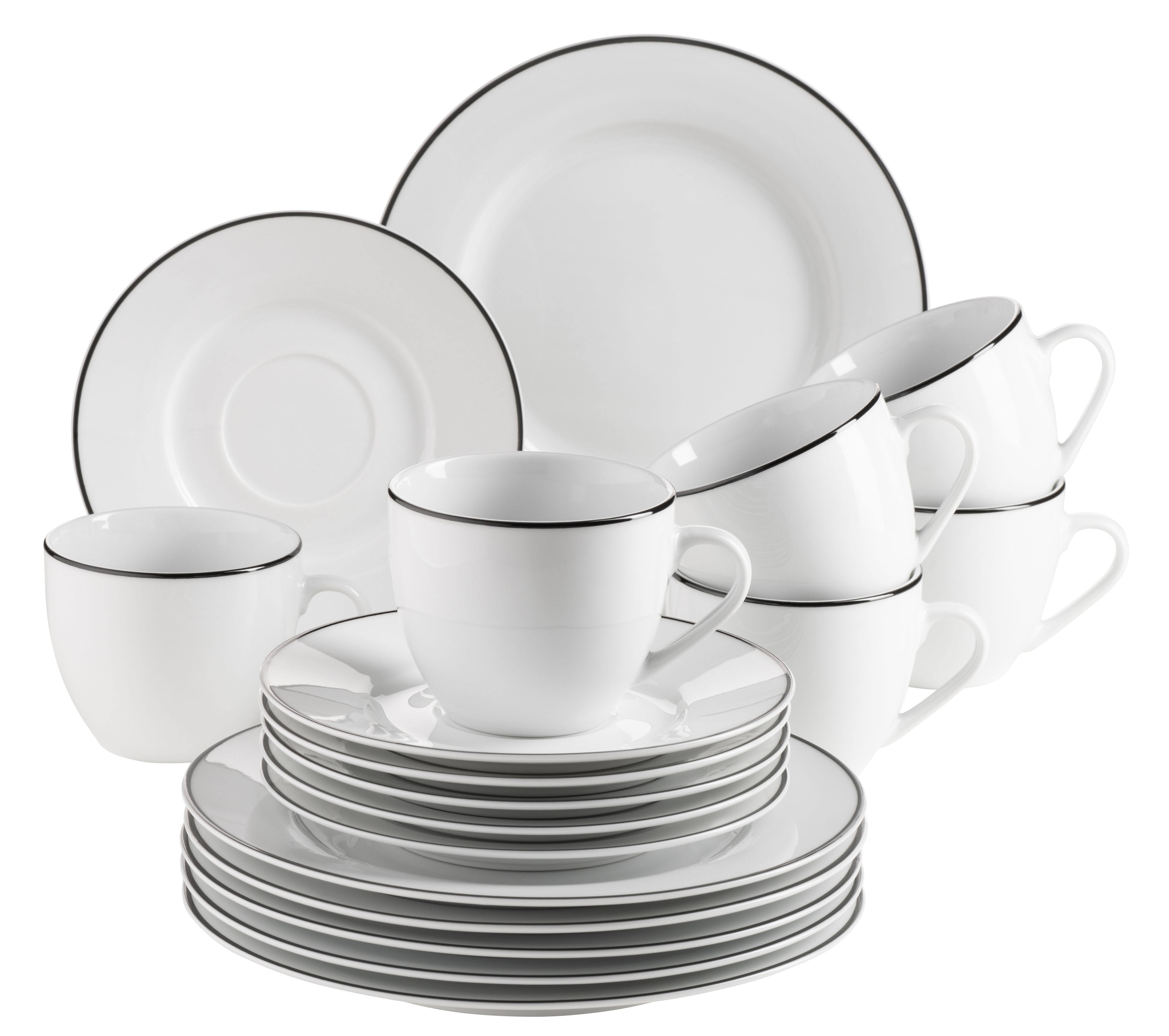 Kaffeeservice MÄSER "NOLA, Geschirr-Set, Porzellan", weiß, 18 Stk., Porzellan, Geschirr-Sets, Kaffeeservice