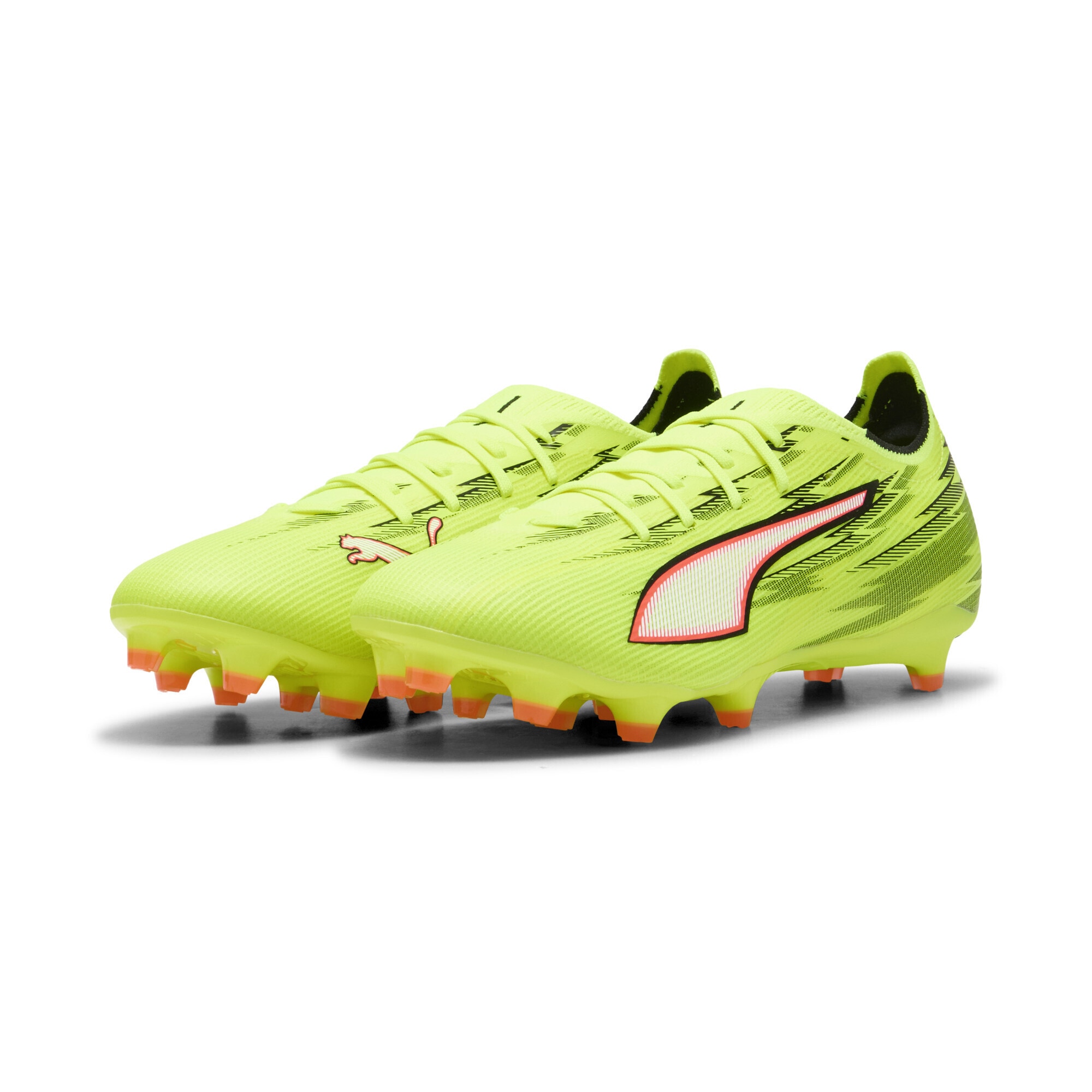 Fußballschuh PUMA "ULTRA 6 MATCH FG/AG Fußballschuhe Erwachsene", Damen, Gr. 47, gelb alert schwarz glowing rot lime squeeze, Obermaterial: Synthetik, Textil; Futter: Synthetik, Textil; Innensohle: Textil; Laufsohle: Synthetik, Schuhe Fußballschuh