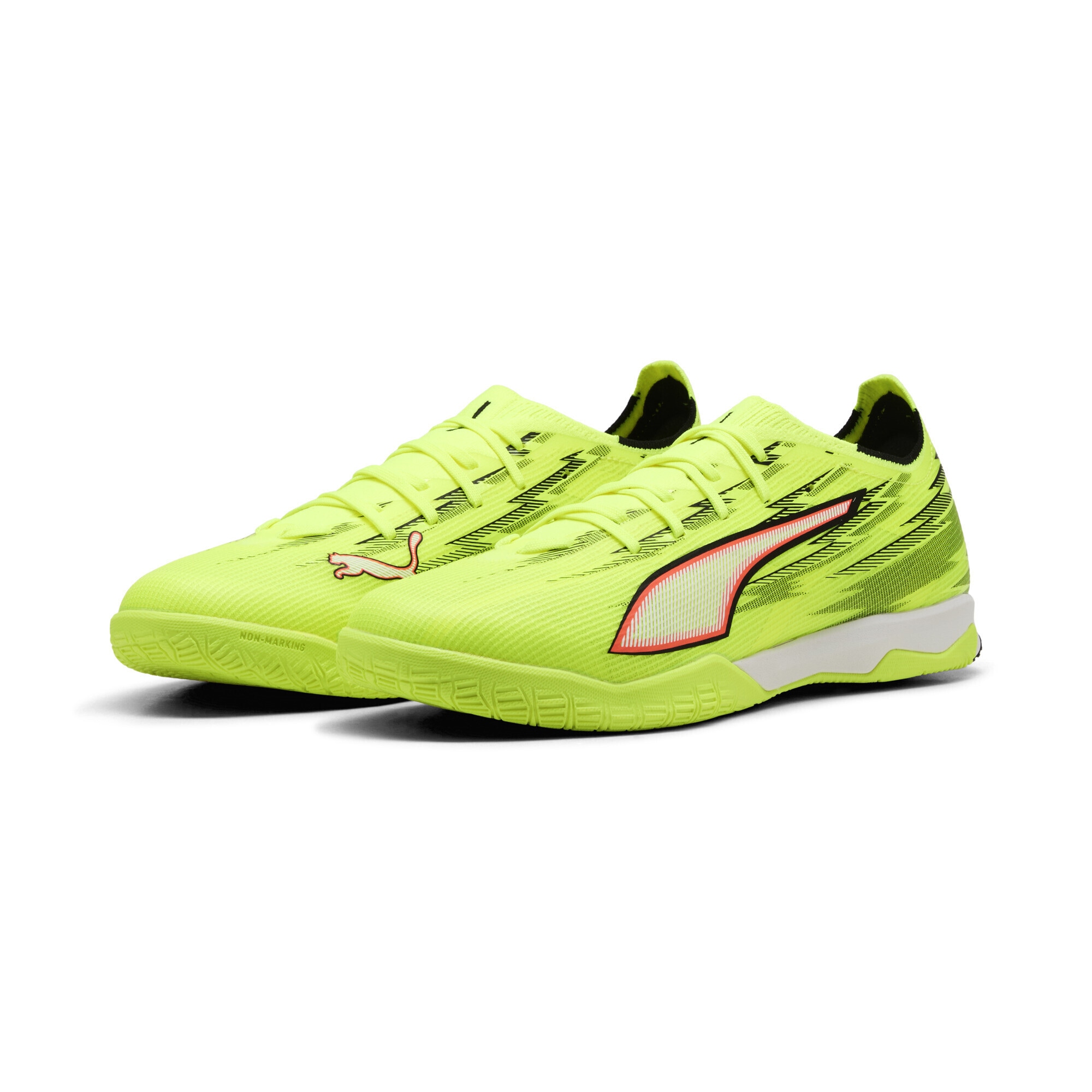 Fußballschuh PUMA "ULTRA 6 MATCH IT Fußballschuhe Erwachsene", Damen, Gr. 47, gelb alert schwarz glowing rot lime squeeze, Obermaterial: Synthetik, Textil; Futter: Synthetik, Textil; Innensohle: Textil; Laufsohle: Gummi, Schuhe Fußballschuh