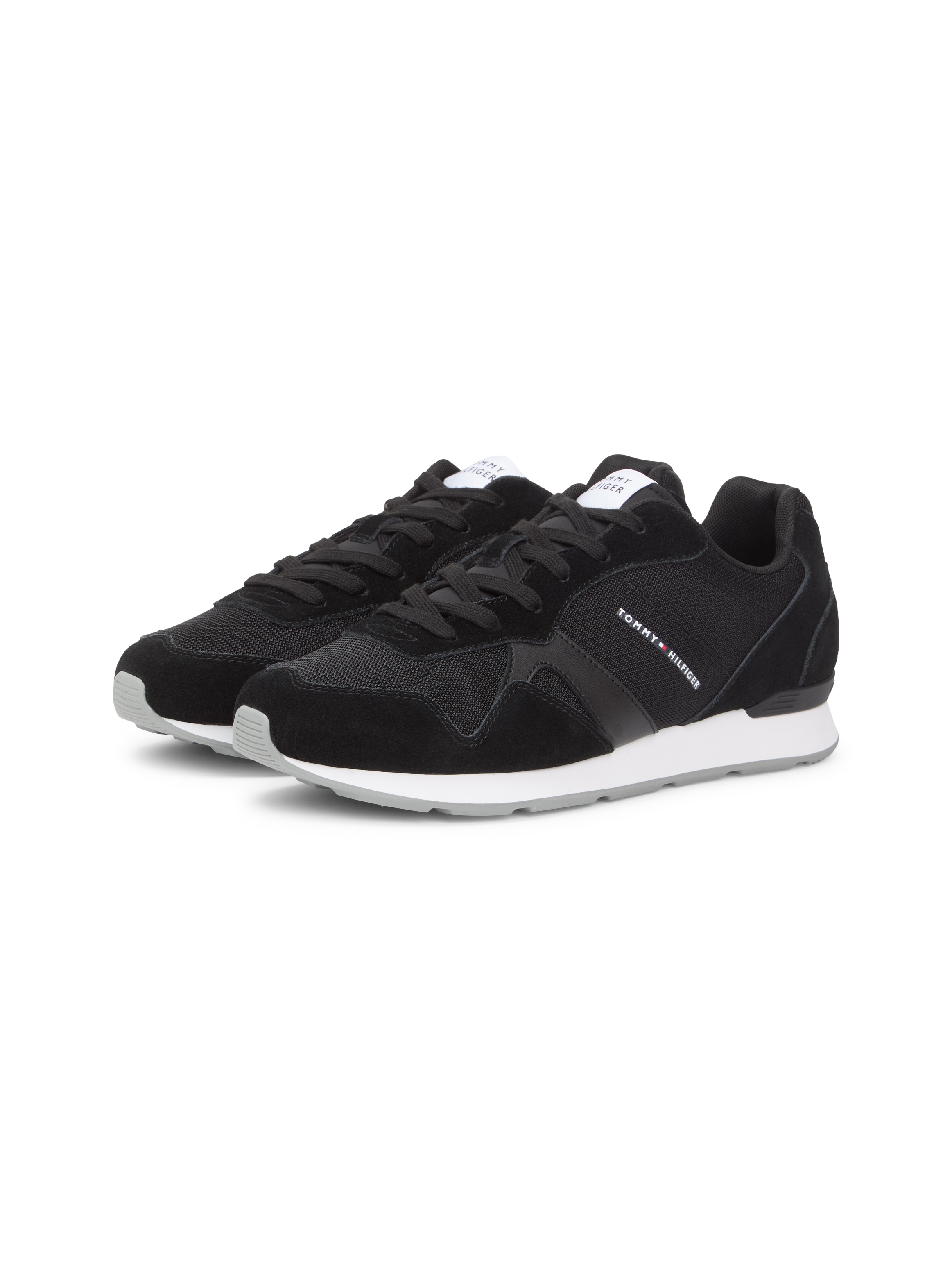 Sneaker TOMMY HILFIGER "RUNNER ICON MIX", Damen, Gr. 47, schwarz, Leder, Textil, Schuhe Sneaker