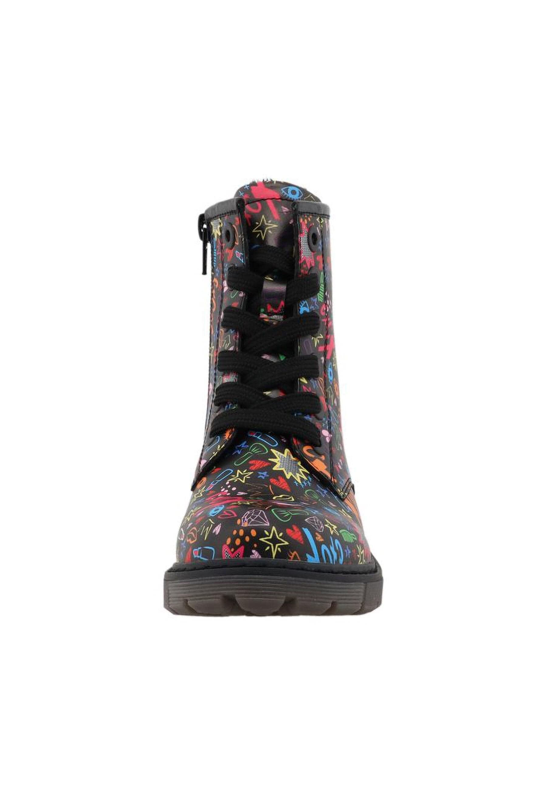 Stiefel TOM TAILOR "Tom Tailor Tall Boots", Damen, Gr. 27, schwarz multicolor, Polyurethan, Schuhe Stiefel