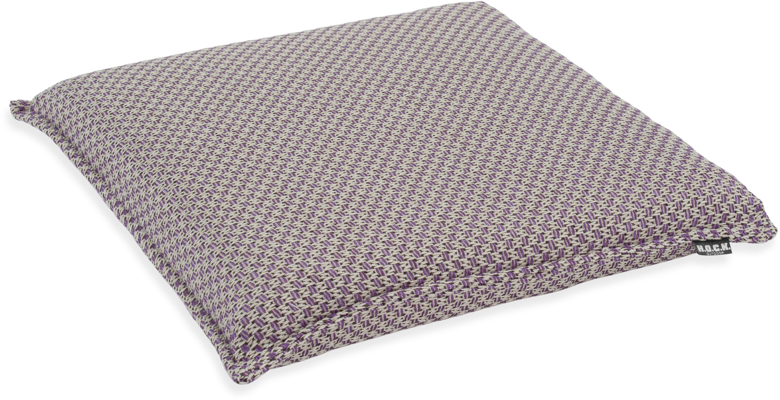 Sitzauflage H.O.C.K. "Linocea", lila (pflaume,lila), B:40cm H:6cm, Obermaterial: 100% Polypropylen, Polsterauflagen, Outdoor Sitzkissen, 40x40x6cm, Stuhlkissen, salbei mint, gemustert