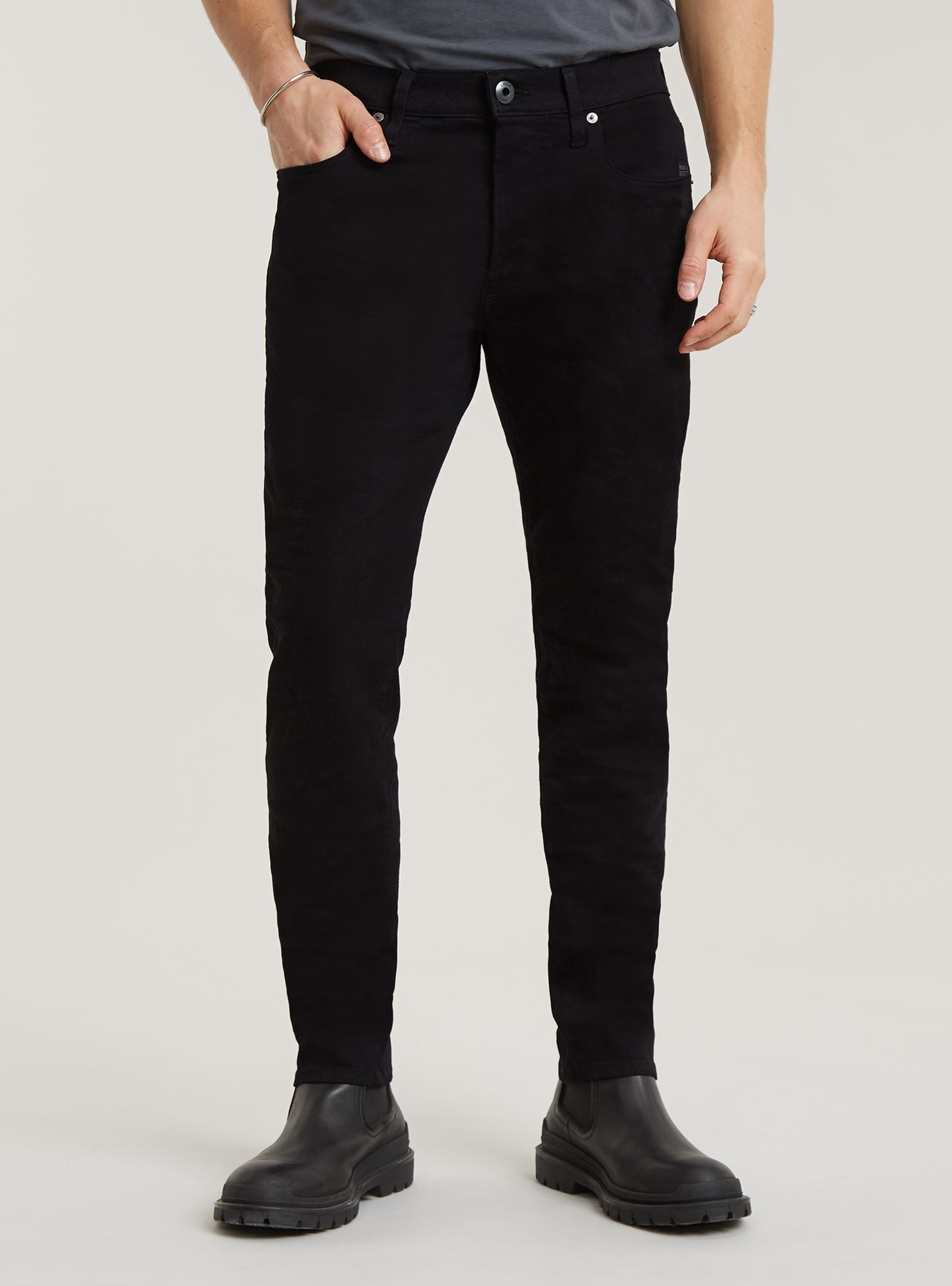 Regular-fit-Jeans G-STAR "3301 Slim Jeans", Herren, Gr. 36, Länge 36, pitch schwarz, Obermaterial: 26% Baumwolle, 7% Elastomultiester, 1% Elasthan, Jeans