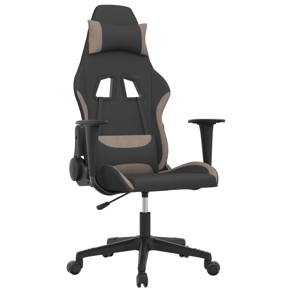 vidaXL Gaming-Stuhl mit Massagefunktion Schwarz und Taupe Stoff Image