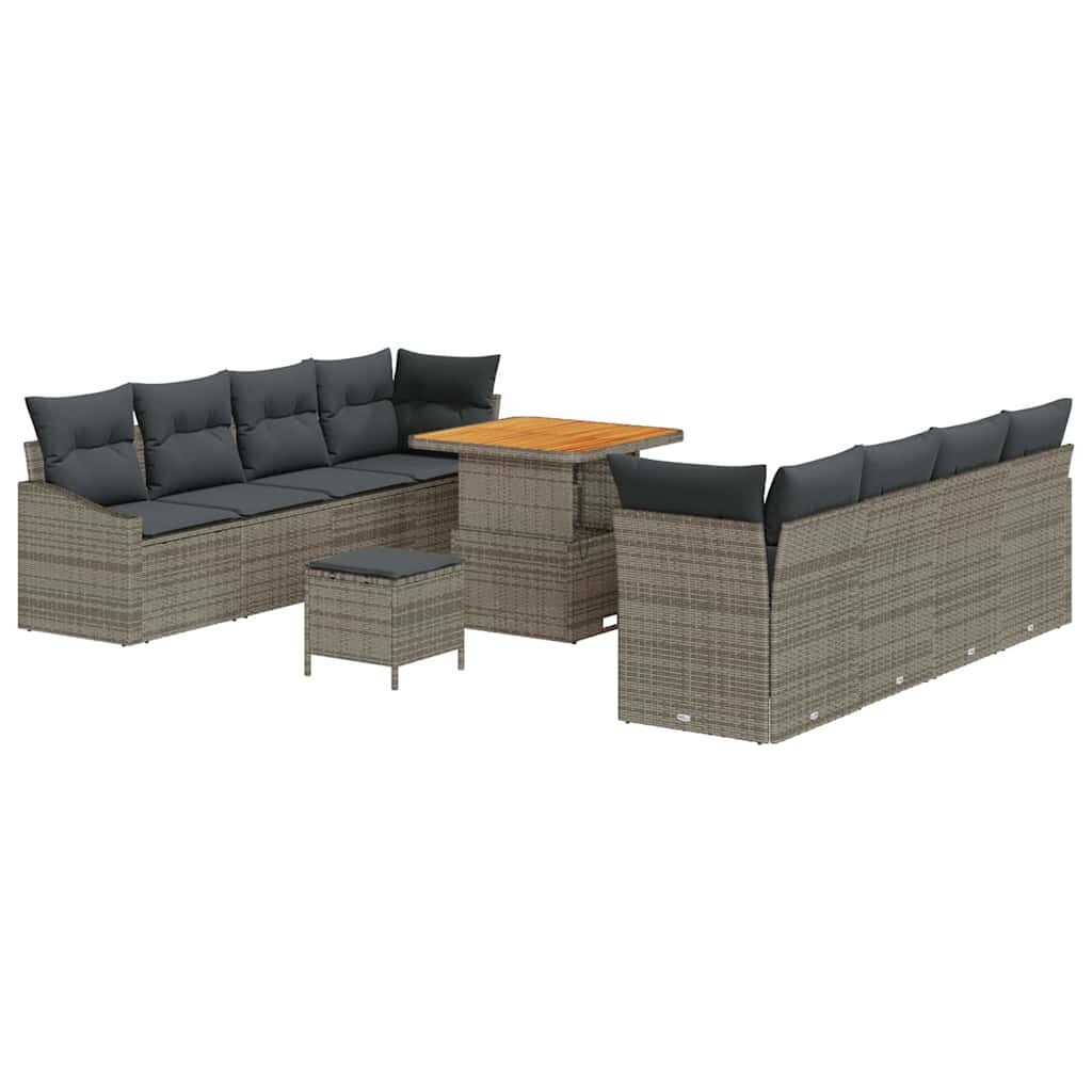 vidaXL Garten-Sofa-Set mit Kissen mit Speicher mit Kissen 11 pcs Grau Image