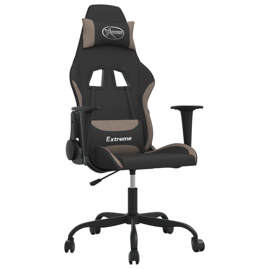 vidaXL Gaming-Stuhl mit Massagefunktion Schwarz und Taupe Stoff Image