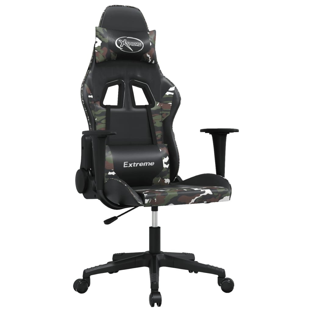 vidaXL Gaming-Stuhl mit Massagefunktion Schwarz Tarnfarben Kunstleder Image