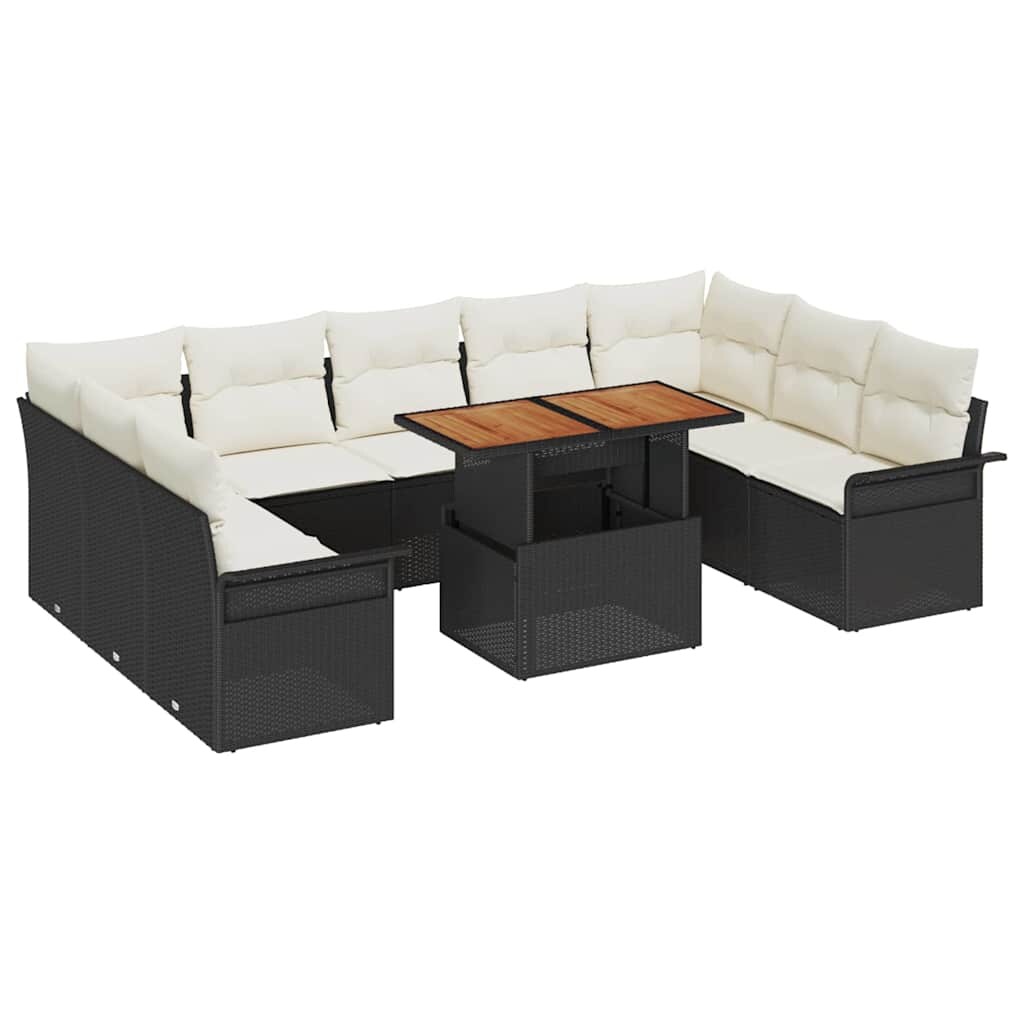 vidaXL Garten-Sofa-Set mit Speicher 10 pcs Schwarz Poly Rattan Image