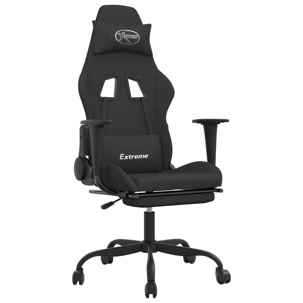 vidaXL Gaming-Stuhl mit Fußstütze Schwarz Stoff Image