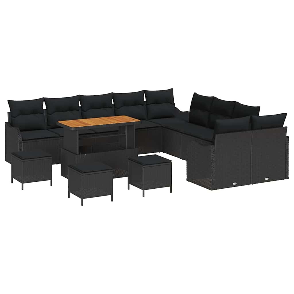 vidaXL Garten-Sofa-Set 14 pcs Schwarz Poly-Rattan Image
