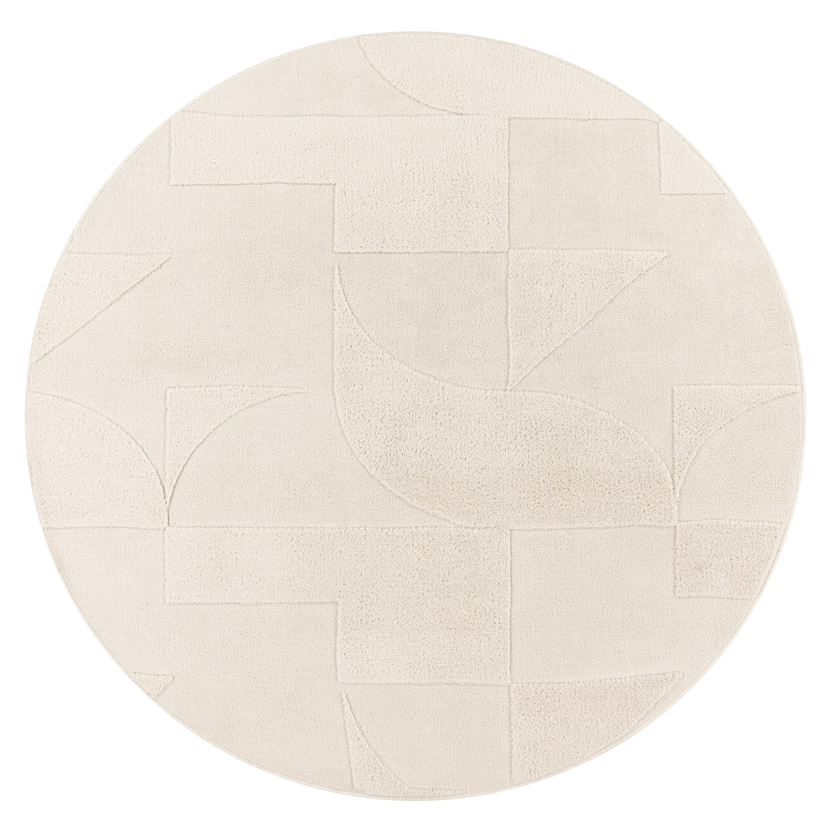 KADIMA DESIGN Teppich Kurzflor waschbar Struktur Wohnzimmer schmutzabweisend Creme Rund 120D | 100% Polyester | Florhöhe: 12 mm Image