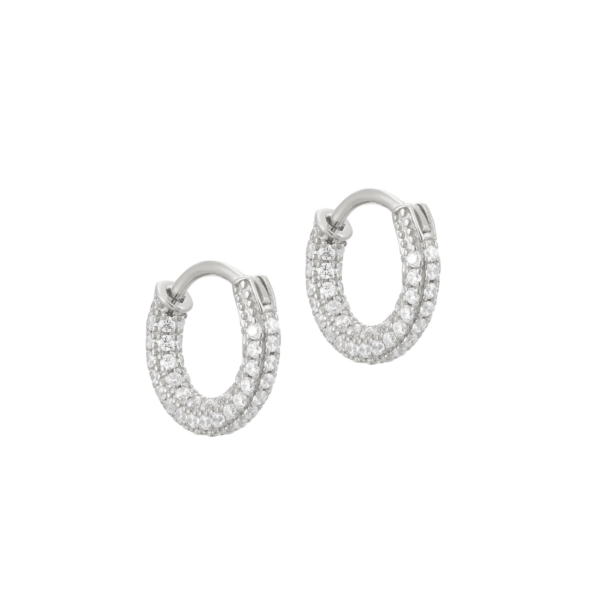 Seol+gold Womens Sterling Silver Pave CZ Huggie Hoops - One Size | Seol+gold Sale | Discount Designer Brands