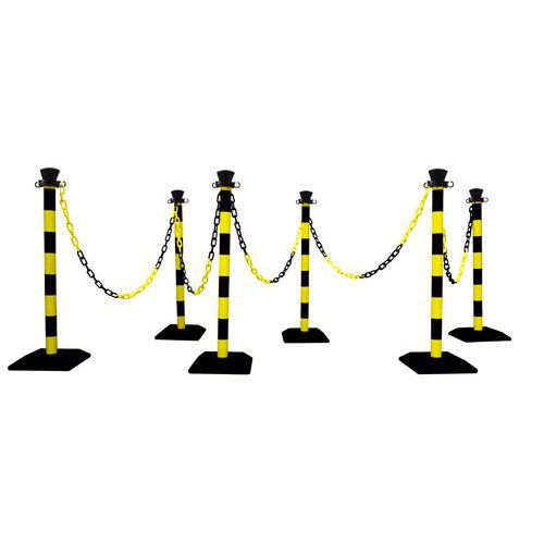 Jeux De 6 Poteaux De Balisage Plastique Avec Chaine - Noir/jaune - Viso