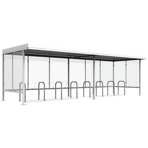 Abri Vélo/moto Beaulieu Vitré 3 Côtés 760x250 Blanc+ 2 Supports - Manutan Expert