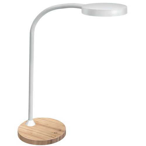 Lampe De Bureau Led Avec Bras Flexible Flex Blanc/bambou - CEP