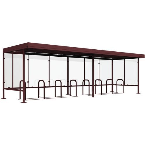 Abri Vélo/moto Beaulieu Vitré 3 Côtés 760x250 Bordeaux+ 2 Supp - Manutan Expert