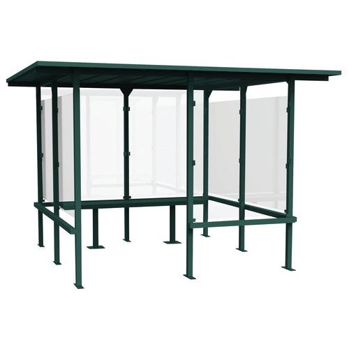 Abri Fumeurs Beaufortain 405x244+ret.2m+ 1 Banc 180 Vert - Manutan Expert
