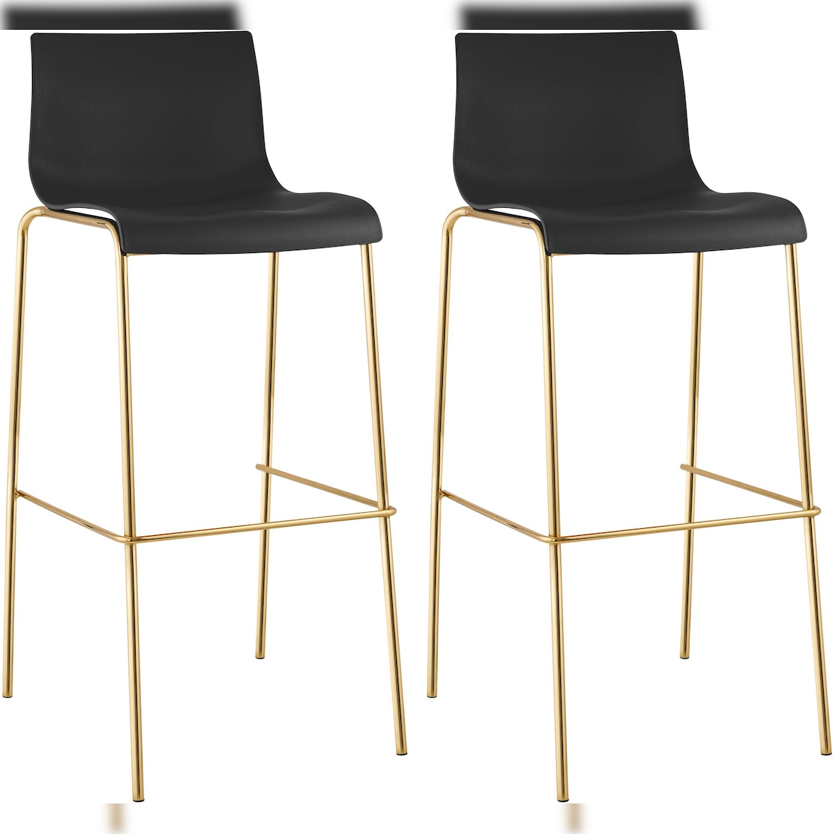 CLP 2er Set Barhocker Hover Kunststoff Vierfußgestell Gold schwarz Image