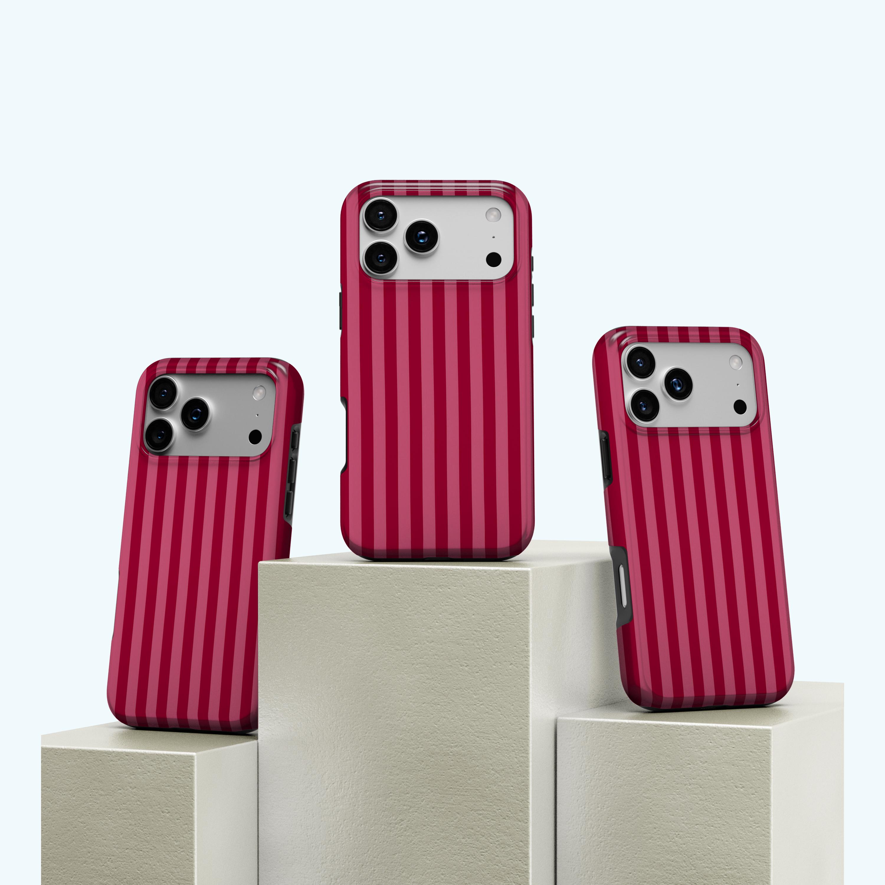 Custodia per telefono a righe rosse, custodia estetica retrò minimale, cover in stile classico preppy per iPhone 17 16 15 14 13 12 11 Pro Max, Samsung