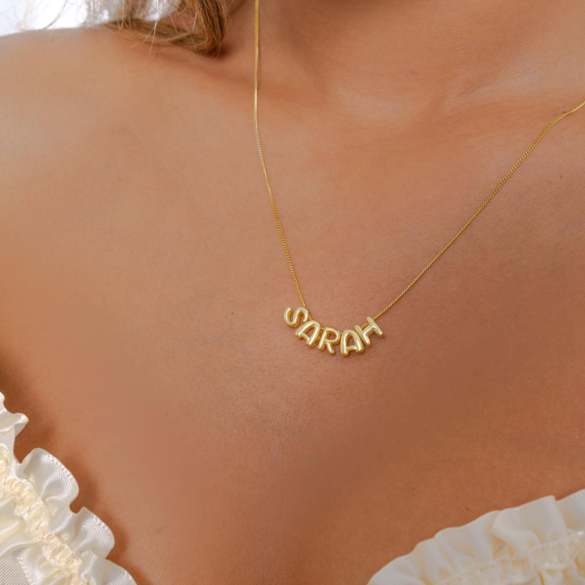 Collana con nome a forma di bolla, collana con lettera 3D personalizzata, ciondolo iniziale 3D a forma di bolla personalizzata, collana con lettera 3D
