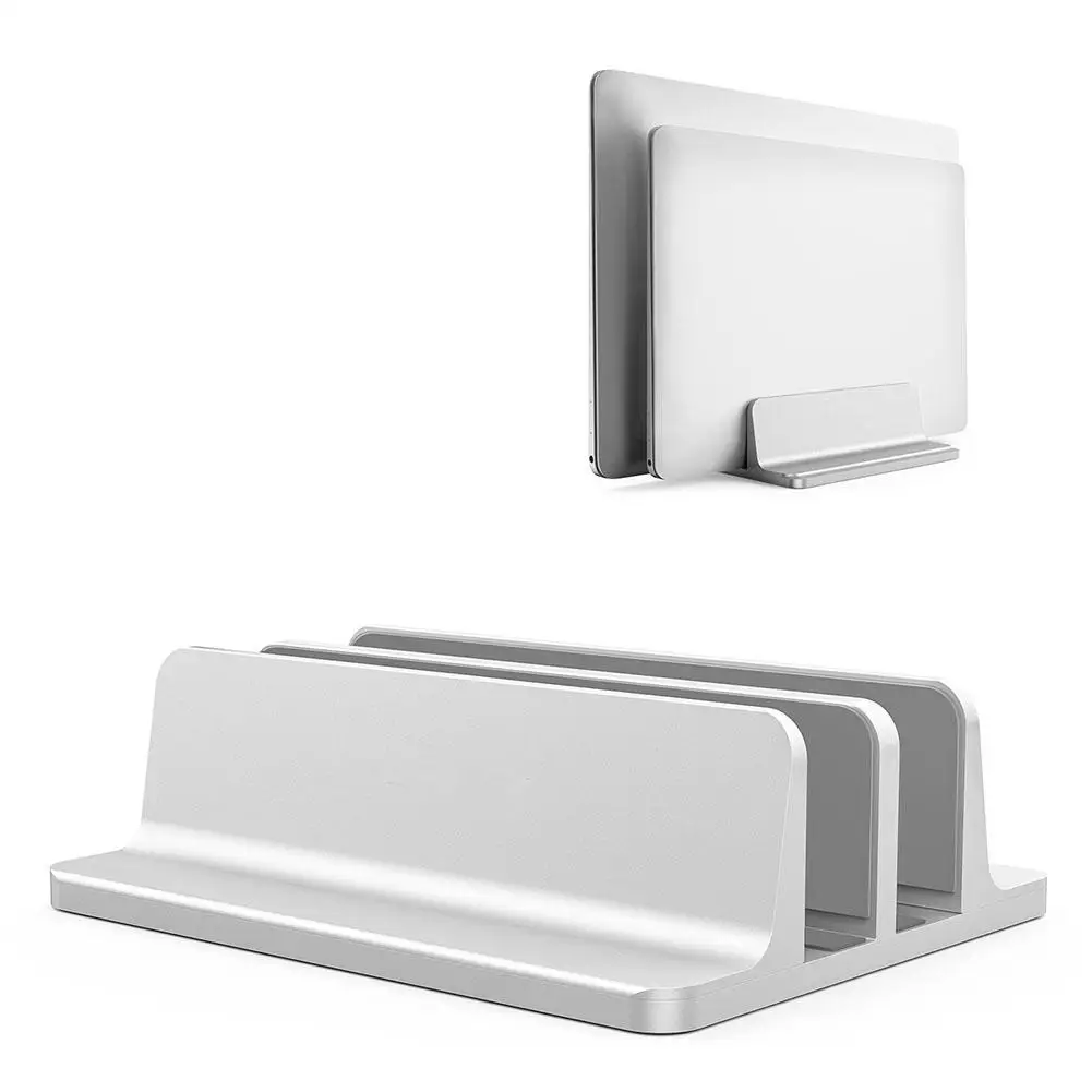 Vertikaler Laptop-Ständer für MacBook Air Pro Desktop, doppelter Desktop-Ständer mit verstellbarer Dock (bis zu 17,3 Zoll) Image