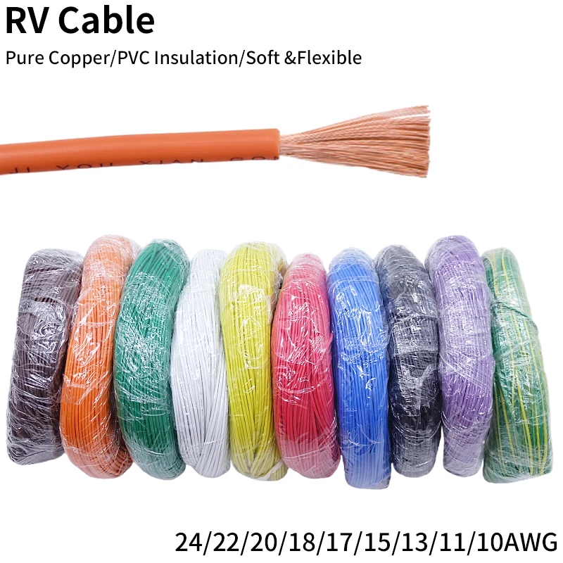 RV-Kupferdraht, flexibles Kabel, elektrisches PVC-Elektrokabel, 300/500 V, einadriger, mehradriger, flexibler Draht für Auto-Audio-Kabel Image
