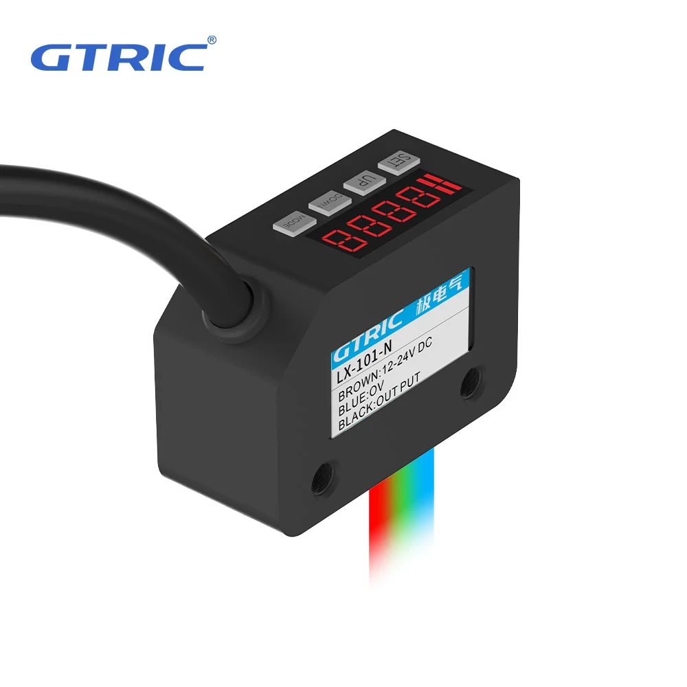 GTRIC Farbsensor-Lichtschranke, RGB-Markierungserkennung, Abweichungskorrektur, 12–24 V DC, NPN, PNP, Differenzierung, Positionierung Image