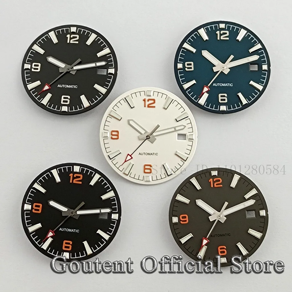 Goutent 31 mm schwarz-blaues Zifferblatt mit Zeigern, grünes Lume, passend für NH35 NH36 ETA2824 PT5000 2836 Miyota 8215 821A DG2813/3804 Uhrwerk Image