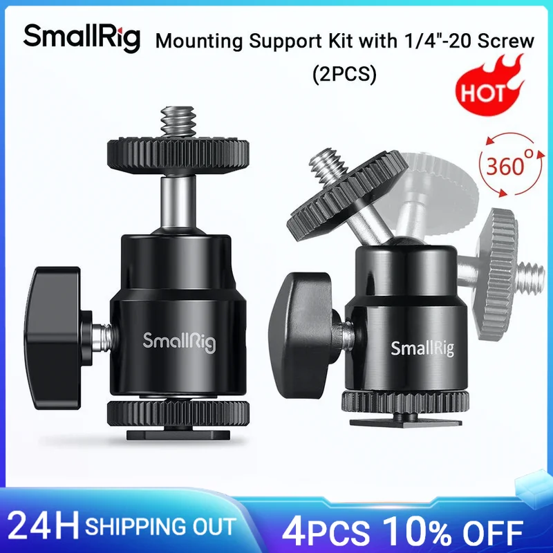 SmallRig 1/4 "Kamera Hot shoe Mount Mit Zusätzliche 1/4" Schraube Unterstützung Halterung Dslr Kalten Schuh Halterung (2 stücke Pack)-2059