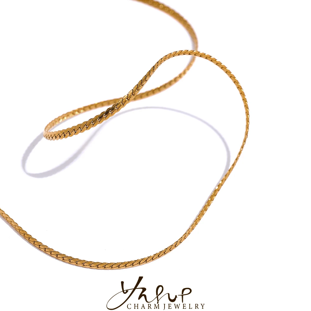 Yhpup Charme Minimalistischen Zarte Chic Edelstahl Dünne Kette Halskette 18K Gold Überzogene Mode Kragen Schmuck Collier Femme Image