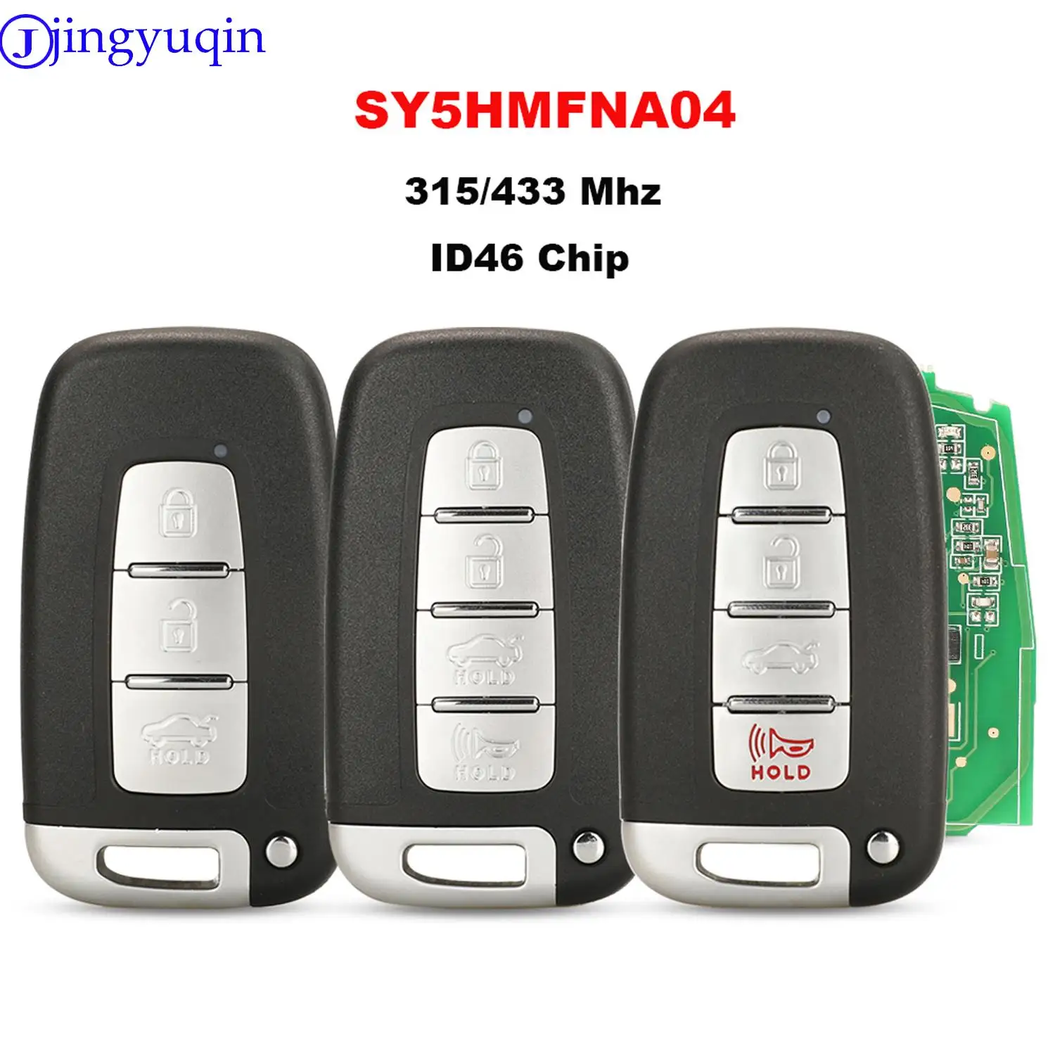 Jingyuqin 3 4 Tasten 433 Mhz Smart Remote Key Keyless Fob Für Hyundai Sonata Genesis Equus Veloster 2009-2015 PCF7952 SY5HMFNA04 Image