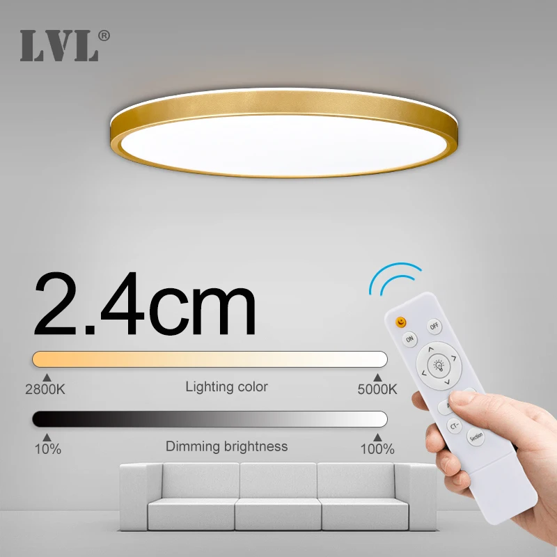 Moderne Fernbedienung Led Decke Licht Goldene Holzmaserung 24W 32W Schlafzimmer Wohnzimmer Küche Bad RC Dimmbare Decke lampe