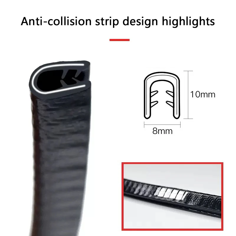 2M/5M/10M U-förmiger Türleiste aus Gummi, kratzfester Schutzstreifen, Kantenschutzstreifen, dekorativer Dichtungsstreifen, mehrfarbig Image
