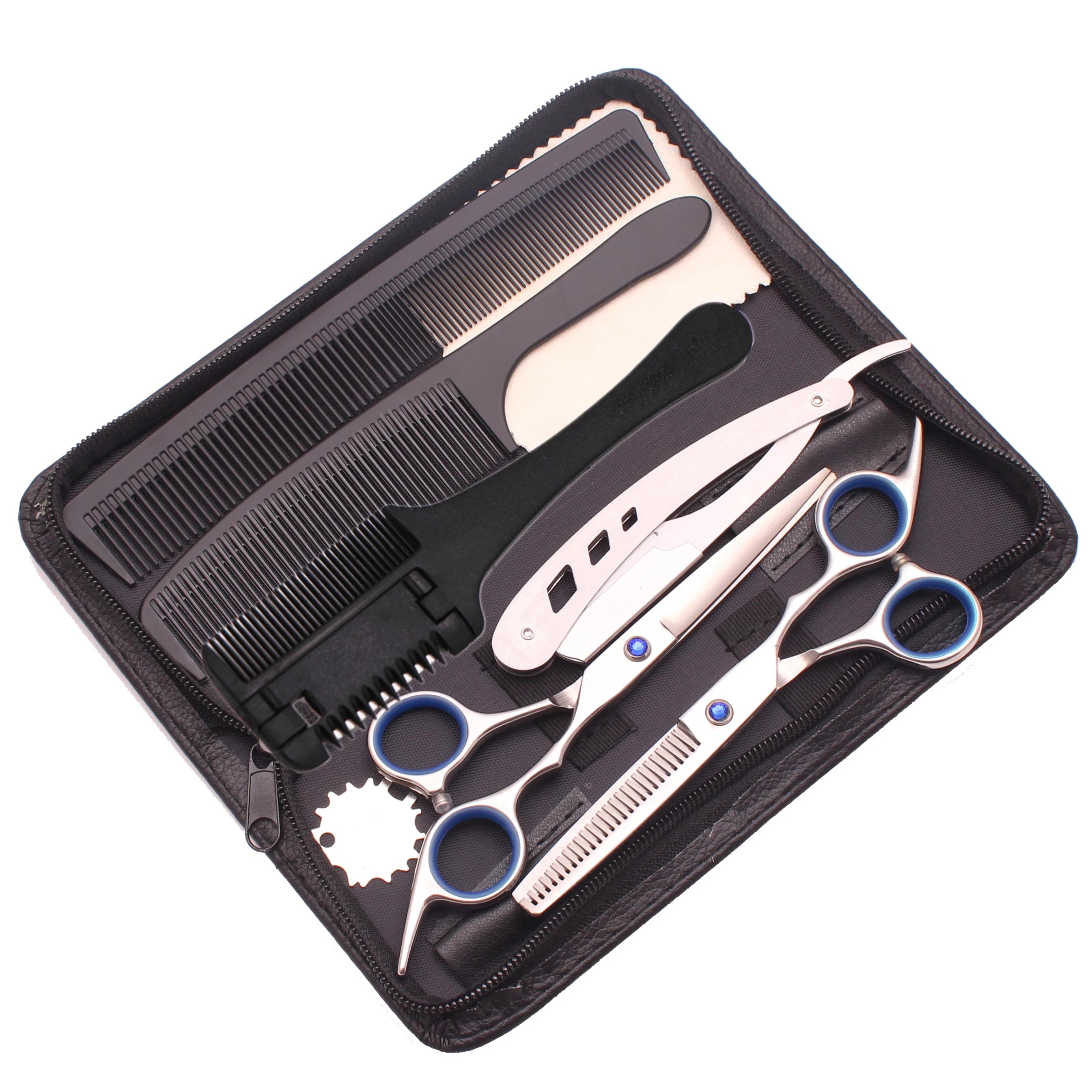 8 Stück Set 6.0 ''profession elle Haars chere Friseur Schneiden Ausdünnung kämme Haarschnitt Schere Friseur Rasiermesser Edelstahl c1001 Image
