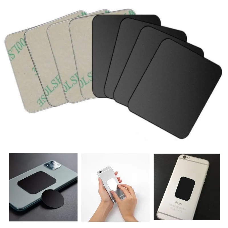 10 stücke magnetische metallplatte für magnetische auto telefon halter universal eisenblech aufkleber stehen handy magnet halter halterung Image