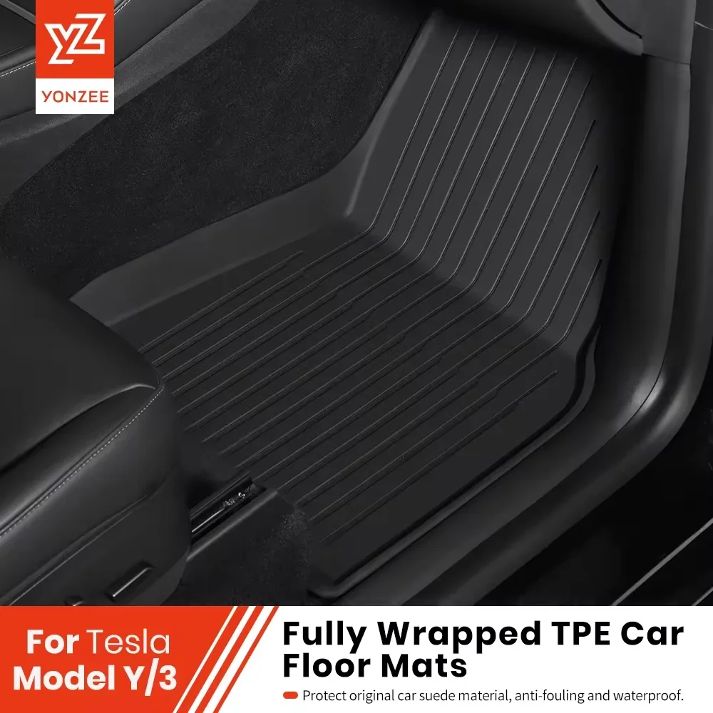 YZ Für Tesla Bodenmatten Modell Y 2021-2026 Modell 3 Highland Kofferraummatte Gepäckmatte TPE Wasserdicht Rutschfest Set Bodenbelag Image
