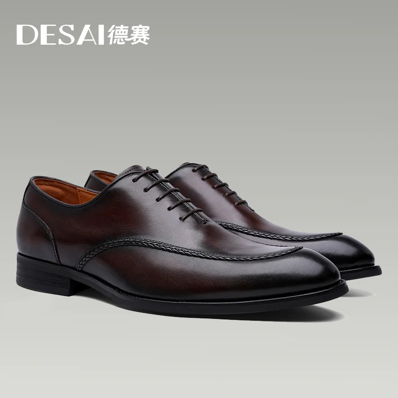 Desai Elegante britische Zehen-Herrenschuhe aus echtem Leder, geschnitzte Business-Schuhe für Männer, klassisches Kleid, formelle Hochzeitsgeschenke